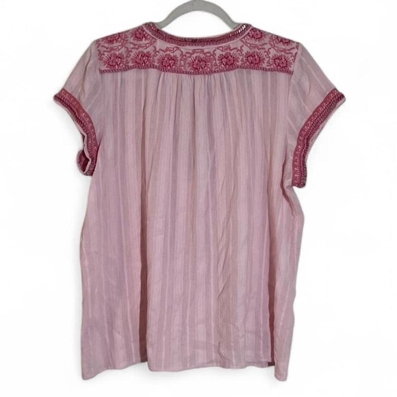 Calypso St. Barth Pink Embroidered V-Neck Blouse | Boho Size Large - Picture 5 of 5